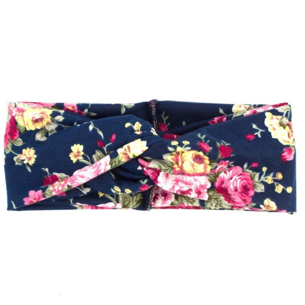 Navy & Pink Floral Twist Headband - Picture 2 of 3